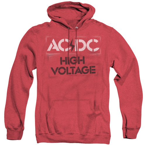 AC/DC High Voltage Stencil Adult Heather Pullover Hoodie Sweatshirt Red