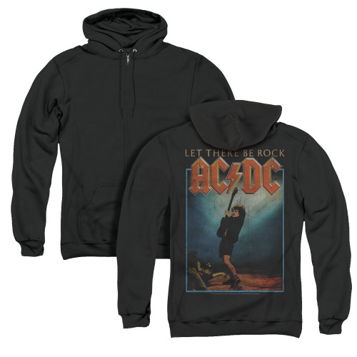 AC/DC Let There Be Rock (Back Print) Adult Zip Hoodie Sweatshirt Black