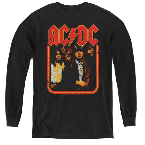 AC/DC Group Distressed Youth Long Sleeve T-Shirt Black