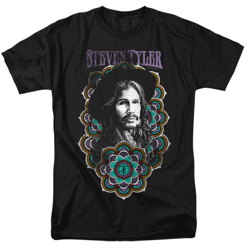 Steven Tyler Aerosmith Mandala Adult 18/1 T-Shirt Black