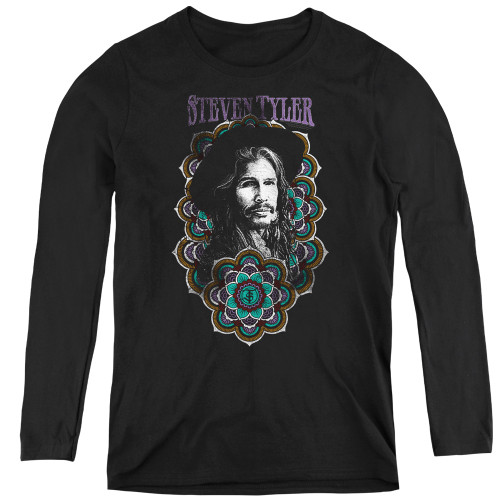 Steven Tyler Aerosmith Mandala Women's Long Sleeve T-Shirt Black