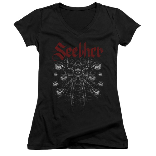Seether Arachnoid Junior Women's V-Neck T-Shirt Black