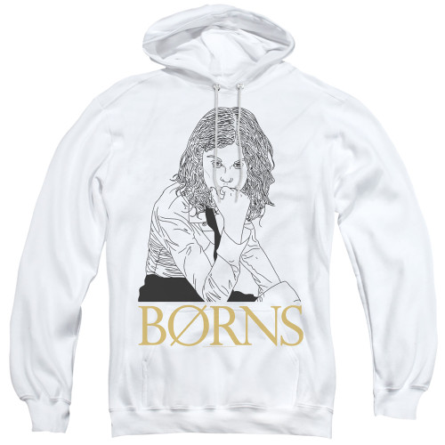 Borns Outline Adult Pullover Hoodie Sweatshirt White