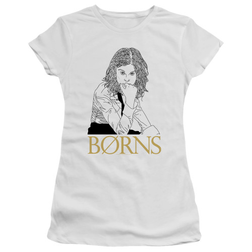 Borns Outline Junior Women's Sheer T-Shirt White