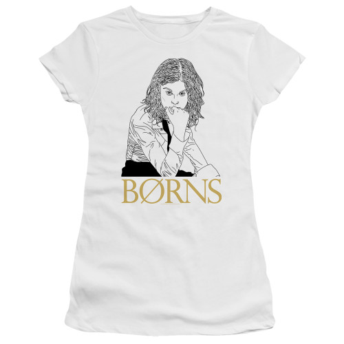 Borns Outline Premium Junior Women's Sheer T-Shirt White