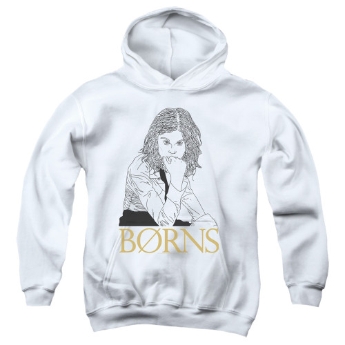 Borns Outline Youth Pullover Hoodie Sweatshirt White