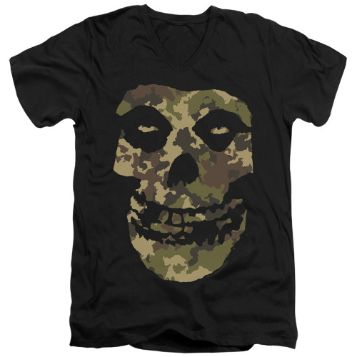 Misfits Camo Skull Adult V-Neck T-Shirt Black