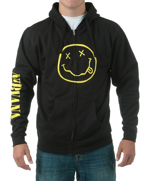 Nirvana Smile Discharge Zip Hoodie Sweatshirt
