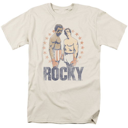 Rocky Creed And Balboa Adult 18/1 T-Shirt Cream