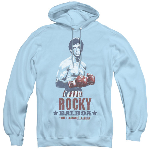 Rocky Balboa Adult Pullover Hoodie Sweatshirt Light Blue