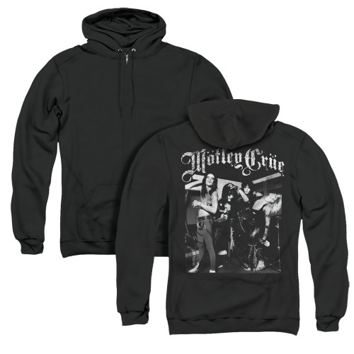 Motley Crue Band Photo (Back Print) Adult Zipper Hoodie Sweatshirt Black