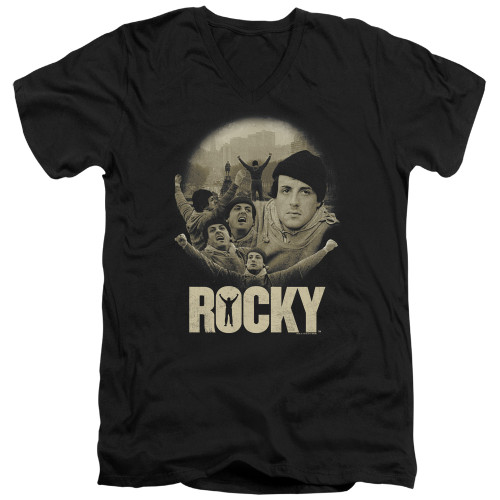 Rocky Feeling Strong Adult V-Neck Classic T-Shirt Black