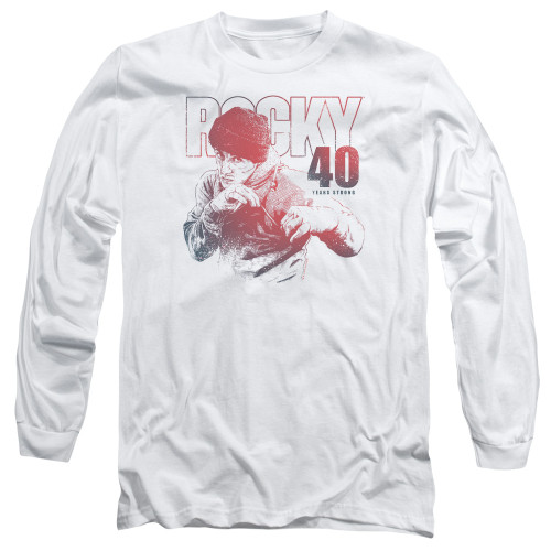 Rocky 40 Years Strong Adult Long Sleeve Classic T-Shirt White