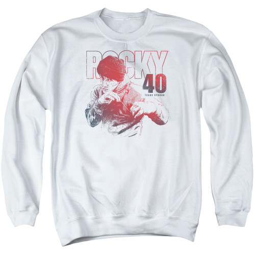 Rocky 40 Years Strong Adult Crewneck Classic Sweatshirt White