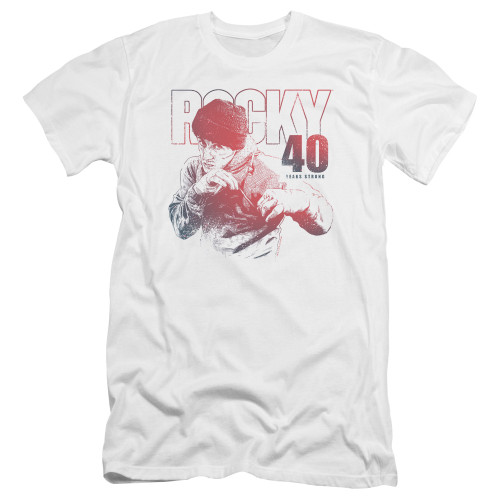 Rocky 40 Years Strong Premuim Canvas Adult Slim Fit 30/1 Classic T-Shirt White
