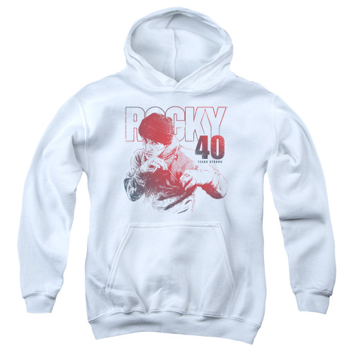 Rocky 40 Years Strong Youth Pullover Hoodie Classic Sweatshirt White
