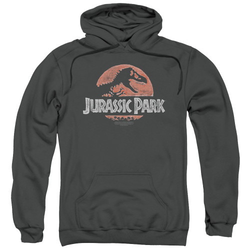 Jurassic Park Faded Logo Adult Pullover Hoodie Sweatshirt Charcoal