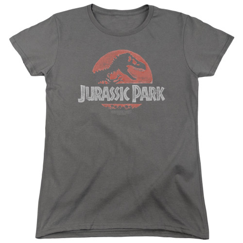 Jurassic Park Faded Logo Women's T-Shirt Charcoal