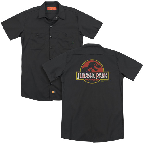 Jurassic Park Classic Logo (Back Print) Adult Work Shirt Black