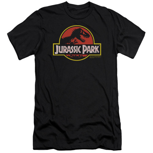 Jurassic Park Classic Logo Premuim Canvas Adult Slim Fit T-Shirt Black