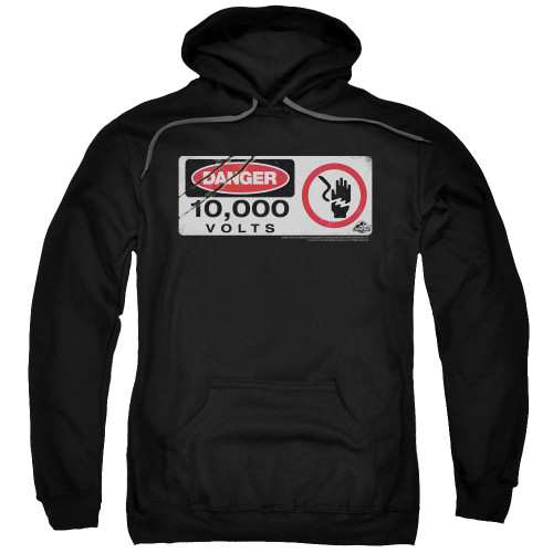 Jurassic Park Electric Fence Sign Adult Pullover Hoodie Sweatshirt Black