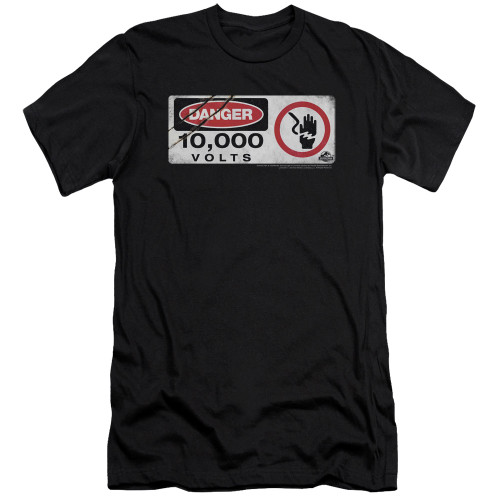 Jurassic Park Electric Fence Sign Premuim Canvas Adult Slim Fit T-Shirt Black
