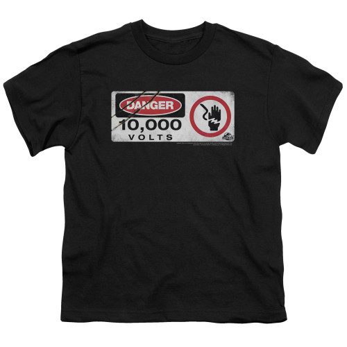 Jurassic Park Electric Fence Sign Youth T-Shirt Black