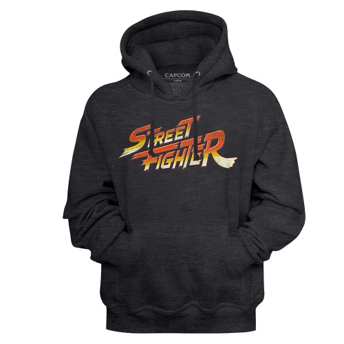 Street Fighter Logo Charcoal Heather Adult Hoodie Sweatshirt