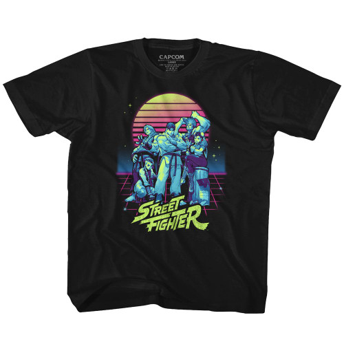 Street Fighter Synthwave Fighter Black Toddler T-Shirt