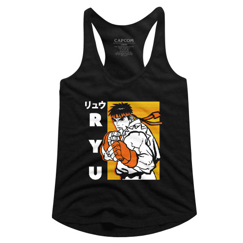 Street Fighter Ryu Black Junior Women's Racerback Tank Top T-Shirt