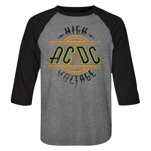 AC/DC High Voltage Premium Heather/Vintage Black Adult Raglan Baseball T-Shirt