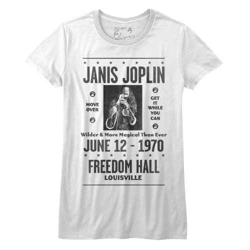 Janis Joplin Louisville White Junior Women's T-Shirt