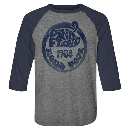 Pink Floyd 1968 World Tour Premium Heather/Vintage Navy Adult Raglan Baseball T-Shirt