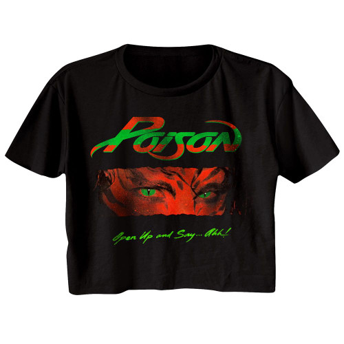 Poison Open Up And Say Ahh Black Junior Women's Festival Cali Cropped T-Shirt