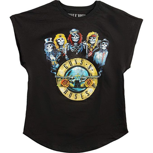 Guns N Roses Band Bullet Junior Women's Black T-Shirt