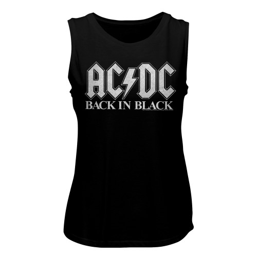AC/DC Back In Black 2 Black Women's Muscle Tank Top T-Shirt - Clearance