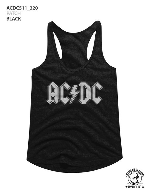 AC/DC Patch Black Junior Women's Racerback Tank Top T-Shirt - Clearance