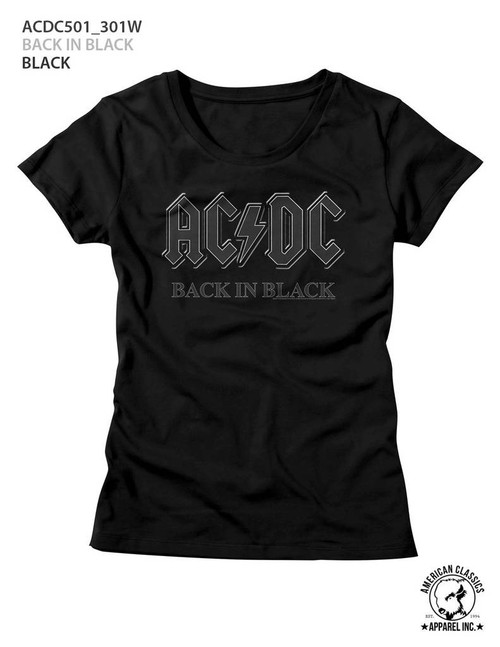 AC/DC Back In Black-Black Junior Women's T-Shirt - Clearance