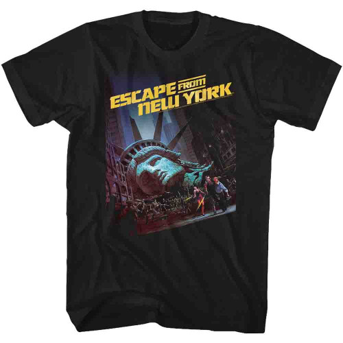 Escape From New York Run Poster Black Adult T-Shirt - Clearance