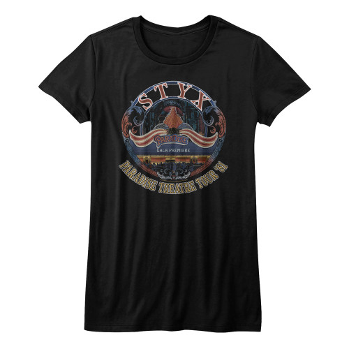 Styx Tour '81 Black Junior Women's T-Shirt - Clearance