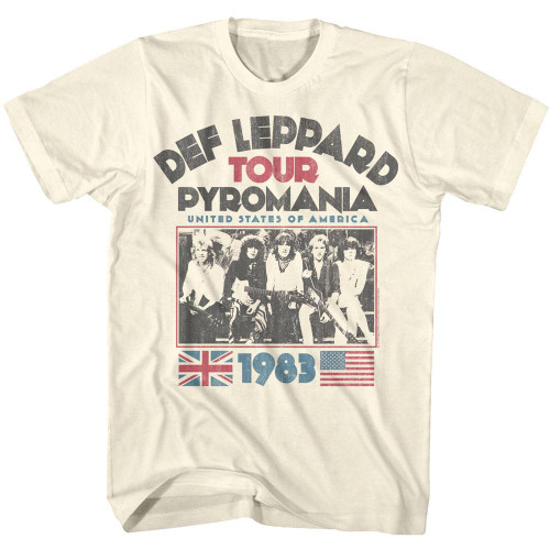 Def Leppard Pyromania Tour Natural Adult T-Shirt - Clearance