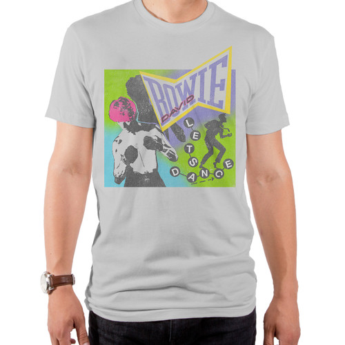 David Bowie Neon David Bowie Adult T-Shirt Silver