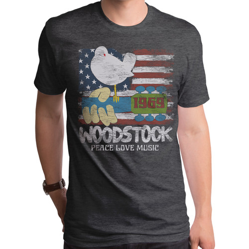 Woodstock Americana Adult T-Shirt Heather Charcoal