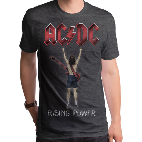 AC/DC Rising Power Fingers Adult T-Shirt Heather Charcoal