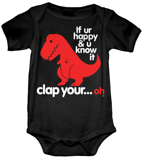 Sad T-Rex Baby Onesie T-Shirt Black Size