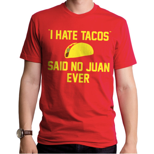 I Hate Tacos Adult T-Shirt Red