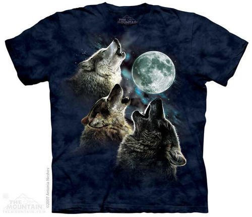 Three Wolf Moon In Blue Adult T-Shirt