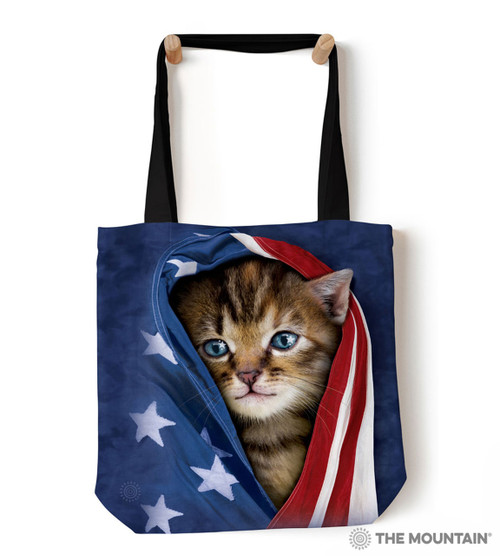 Patriotic Kitten Tote Bag 18 Inches