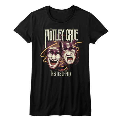 Motley Crue Classic Theater Of Pain Black Junior Women's T-Shirt - Clearance