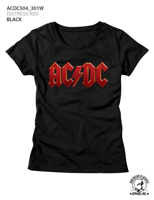 AC/DC Distressed Red Black Junior Women's T-Shirt - Clearance